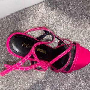 Fashion Nova Hot Pink Strappy Heels